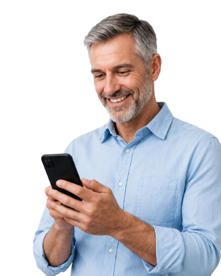 Cliente usando celular